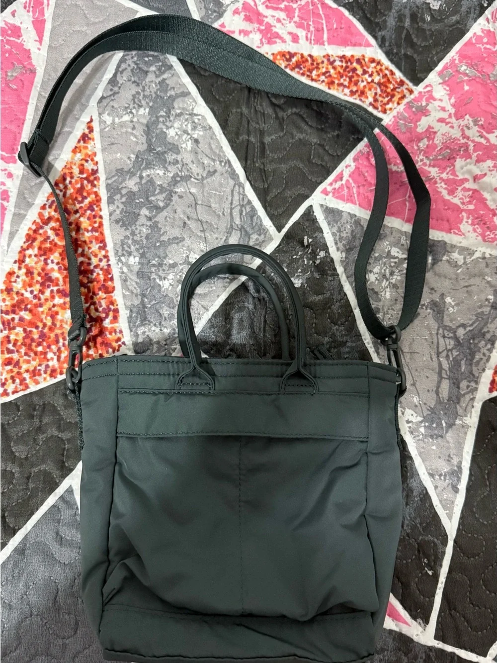 Uniqlo Black Crossbody Tote Bag with Top Handles